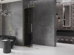 Mexen Velar L, posuvná sprchová zástena Walk-in 120 x 200 cm, 8mm šedé sklo, zlatá lesklá, 871-120-003-43-50