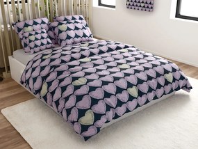 Obliečky z mikrovlákna VIOLET HEARTS svetlo fialové Rozmer obliečky: 2 ks 70 x 80 cm | 160 x 200 cm