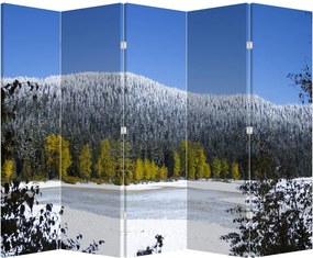 Paraván - Zasnežené hory v zime (210x170 cm)