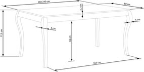 Jedálenský stôl Warin (tmavosivá + čierna) (pre 6 až 8 osôb). Vlastná spoľahlivá doprava až k Vám domov. 1028063
