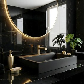 Rea Goya konglomerátové umývadlo, 50 x 37 cm, čierna matná, REA-U8778