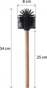 Erga Bambo, WC kefa so silikónovou hlavou a bambusovou rúčkou, 34 cm, čierna / bambus, ERG-YKA-V.WCZ BAMBO-SILKA
