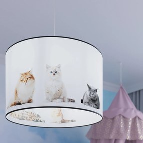 Detské závesné svietidlo Kitty, 1x plastové tienidlo so vzorom, (fi 40cm)