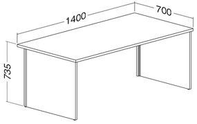 Stôl ProOffice A 70 x 140 cm, čerešňa