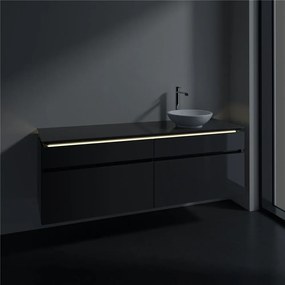 VILLEROY &amp; BOCH Legato závesná skrinka pod umývadlo na dosku (umývadlo vpravo), 4 zásuvky, s LED osvetlením, 1600 x 500 x 550 mm, Glossy Grey, B598L0FP