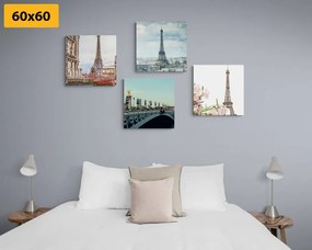 Set obrazov Eiffelova veža - 4x 40x40