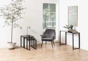 Actona Set príručných stolíkov Katrine (3 ks) - dymové sklo / čierna