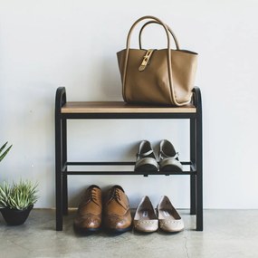 Kovový stojan na topánky v čierno-prírodnej farbe Tower – YAMAZAKI