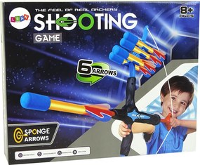 LEAN Toys Športový luk na dlhé vzdialenosti 6 výstrelov pre deti Modrá a čierna