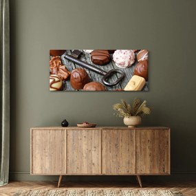Obraz čokolády a kľúče (120x50 cm)