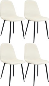 Sada 4 ks jedálenských stoličiek Maryam zamat - krémová