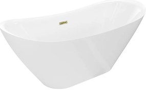 Mexen Lotos, voľne stojaca vaňa 160 x 75 cm, biela, zlatý lesklý prepad, 52051607700-50