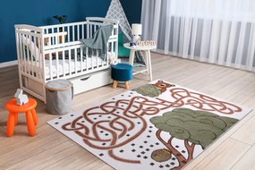 Dywany Łuszczów, Detský kusový koberec Fun Honey with Bear cream, 80x150, hnedá, detská izba