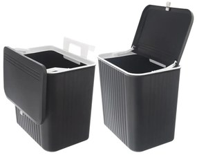 Odpadkový kôš, čierny, závesný, dvojité veko, 13 l