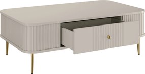 Konferenčný stolík so zásuvkou Vesper 103x60 cm - kašmír / zlaté nohy