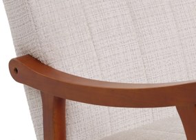 Hojdacie kreslo HWC-K10, relaxačné kreslo, drevo orech / látka ~ Krémová