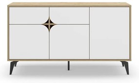 Nízka komoda v dekore duba v bielo-prírodnej farbe 140x79 cm Nola – Marckeric