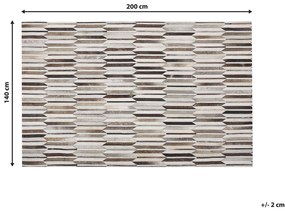 Kožený koberec 140 x 200 cm hnedá/béžová KULALAR Beliani