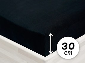 Jersey napínacie prestieradlo na vysoký matrac JR-030 Čierne 90 x 220 - výška 30 cm