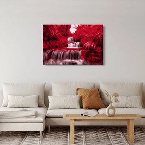 Obraz - Indonézske vodopády v červenej (90x60 cm)