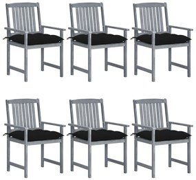 Záhradné stoličky s podložkami 6 ks akáciový masív sivé 3078244