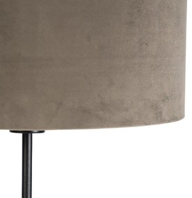 Stojaca lampa čierna s tienidlom z taupe zamatu so zlatom 35 cm - Parte