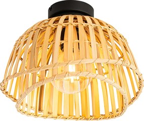 Orientálne stropné svietidlo čierne s prírodným bambusom 30 cm - Pua