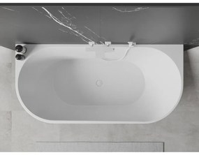 Mexen Oval, voľne stojaca nástenná vaňa 180 x 80 cm, biela-čierna, biely prepad, 52671808075-20