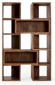 furniture-nabytek.cz - Masívna knižnica z palisandra s výsuvnými policami, lakovaná, hnedá – 85×40×177 cm
