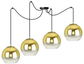 Závesné svietidlo Bergen Gold Spider, 4x zlaté/transparentné sklenené tienidlo (fi 15cm)
