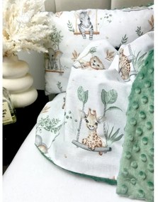 INTERMEDIC SK Set Intermedic do kočíka Animals/minky zelená 100x75/40x30 cm