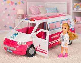 LEAN Toys Mobilná nemocnica sanitka 2v1 bábika lekár zdravotnícke príslušenstvo