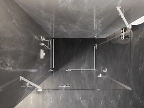 Mexen Lunar Duo, výklopný sprchový kút 90 x 75 cm, 8mm číre sklo, biely profil, 834-090L-075P-20-00