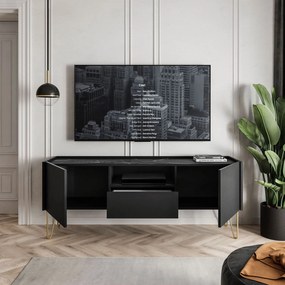 TV stolík EUROPA čierna + čierny mramor