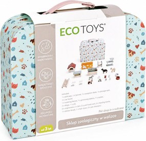 Zverinec v kufríku – poschodové drevené nábytkové súpravy, sada 23 doplnkov ECOTOYS
