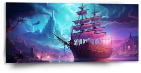 Sablio Obraz Magická plachetnica pod mesiacom - 110x50 cm