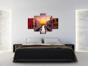 Obraz - Západ slnka, ostrov Burano, Benátky, Taliansko (150x105 cm)