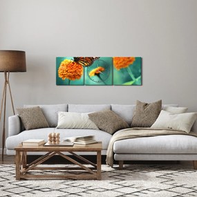 Obraz motýľa (s hodinami) (90x30 cm)