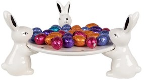 Čiernobiela keramická miska s zajačikmi Black&White Bunny - 24*23*12 cm