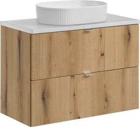 Comad Kúpeľňová skrinka s doskovým umývadlom SET-NOA B WHITE II 80 dub coast evoke/biela