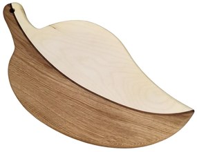 AMADEA Drevená doštička v tvare listu, masívne drevo, 3 druhy drevín, 37x19x2, 5 cm
