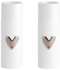 räder Porcelánové vázičky Silver Heart – set 2 ks