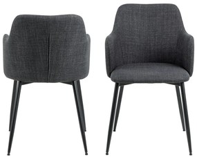 Antracitové čalúnené jedálenské kreslá v súprave 2 ks Ilsa – Actona