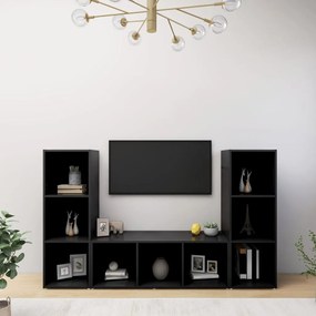 TV skrinky 3 ks čierne 107x35x37 cm drevotrieska