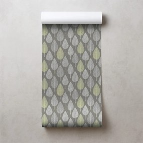 Tapeta sivé a zelené listy na sivom pozadí