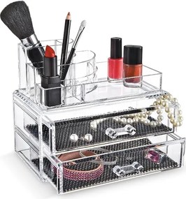 Domo Living Organizér na šperky a make-up, stojan na štetce, kefky DOMO AKRYL 2, 18,8 × 11,5 × 15,7 cm