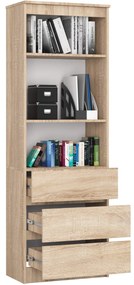 Kancelársky regál Rexa 60 cm 3 zásuvky a 2 police dub sonoma