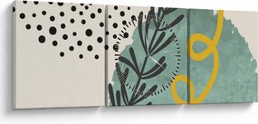Obraz - Abstraktné listy N⁰1 (s hodinami) (90x30 cm)