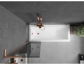 Mexen Next L, 1-krídlová vaňová zástena 50 x 150 cm, 6mm šedé sklo, medený profil, 895-050-000-03-40-65