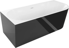 Mexen Mia, voľne stojaca rohová vaňa, lavá, 160 x 75 cm, biela-čierna, biely prepad, 52691607575L-20